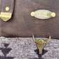 Distressed Brown Leather and Wool Tote