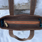 Distressed Brown Leather and Wool Tote