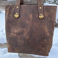 Distressed Brown Leather and Wool Tote