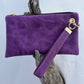 Purple Leather Wristlet/Wallet with Wristlet Strap