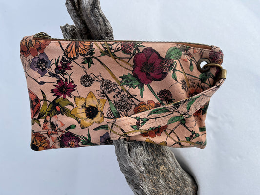 Floral Wristlet Clutch/Wallet with Detachable Strap