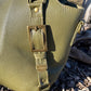 Olive Green Leather Purse with Antique Brass Hardware