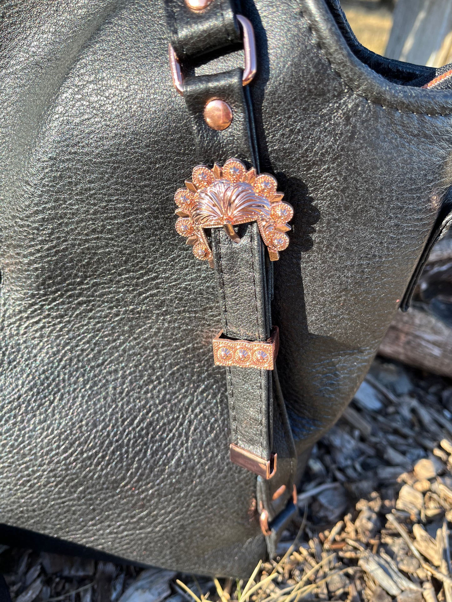 Black Leather Purse with Rose Gold Hardware