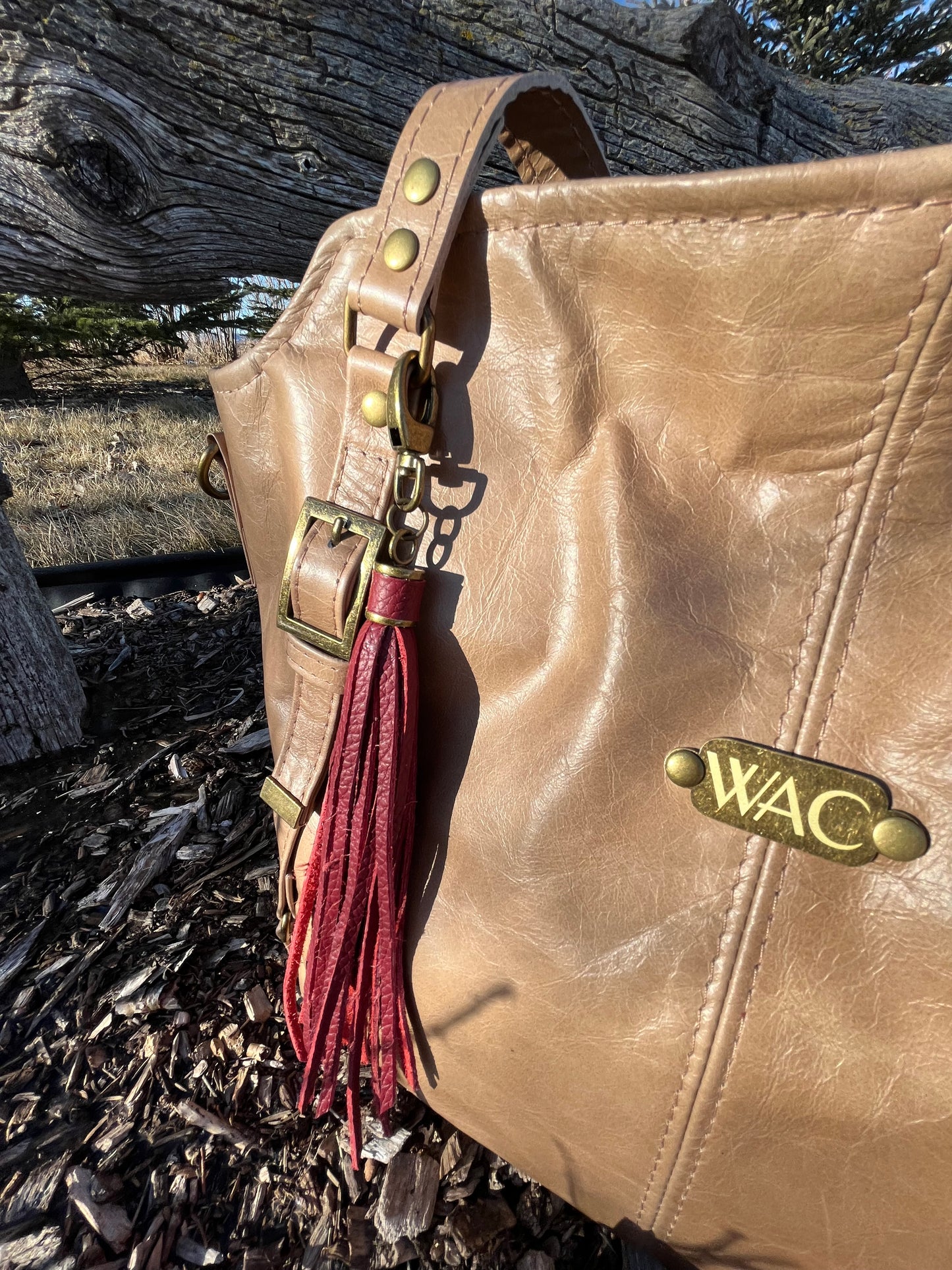 Caramel Leather Purse with Antique Brass Hardware