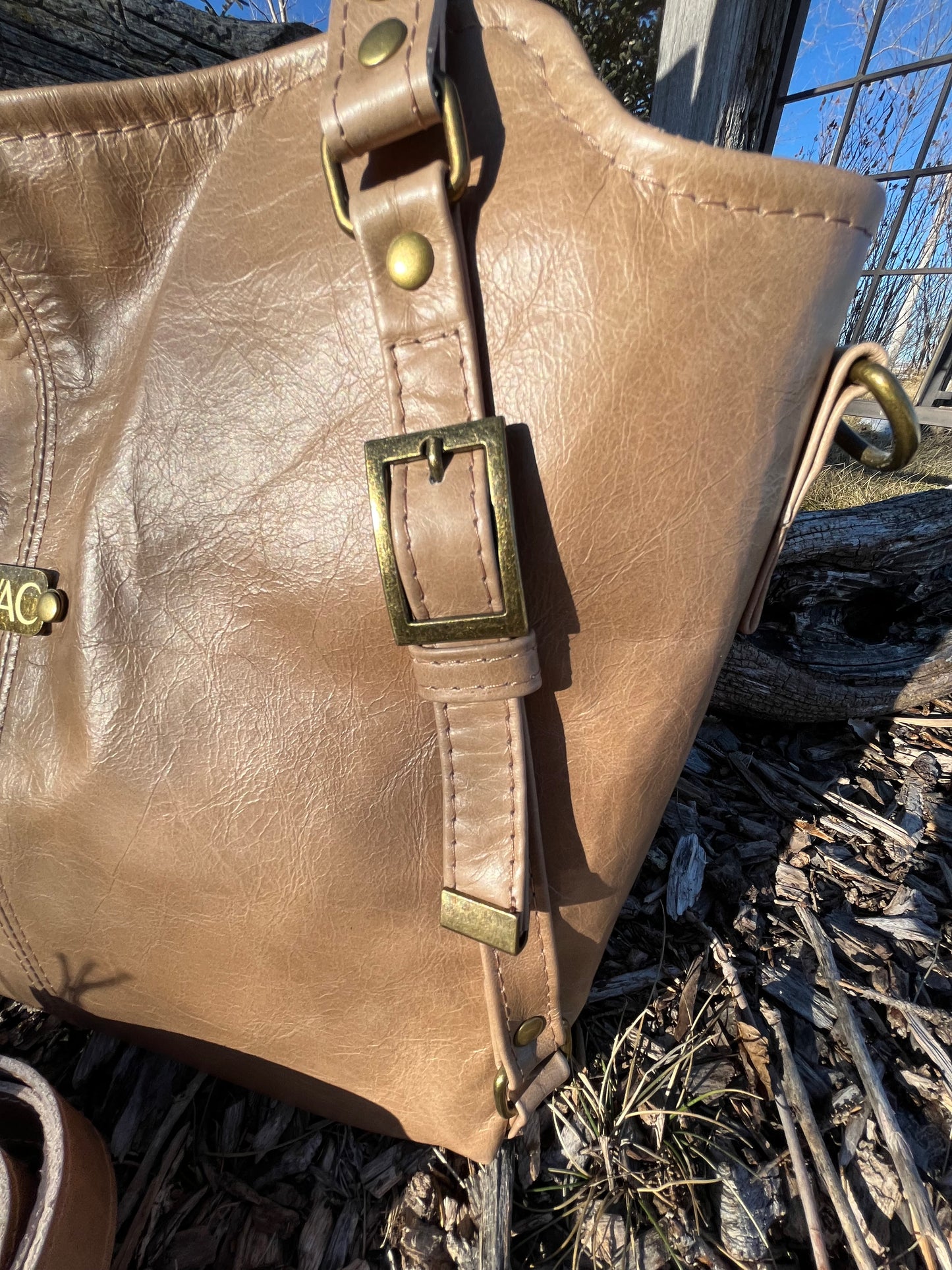 Caramel Leather Purse with Antique Brass Hardware