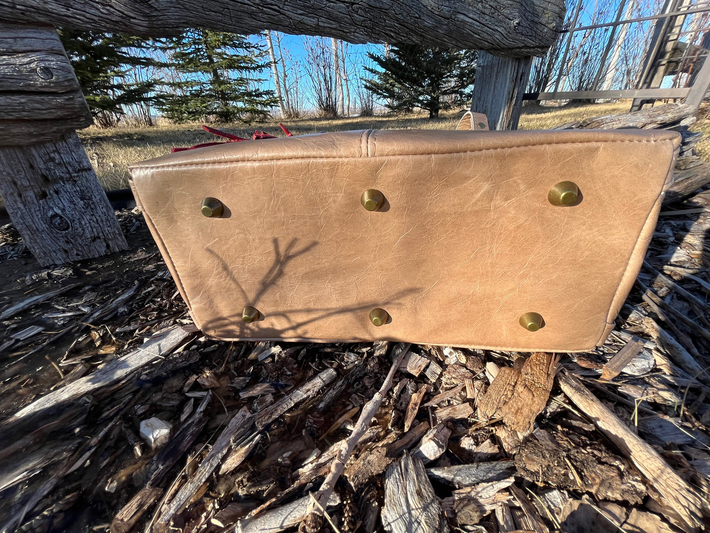 Caramel Leather Purse with Antique Brass Hardware