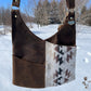 Distressed Leather and Cream Wool Crossbody Purse