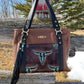 Teal Longhorn and Two Toned Leather Handbag