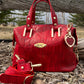 Red Alligator Embossed Leather Purse