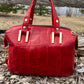 Red Alligator Embossed Leather Purse