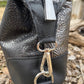 Metallic Floral Embossed Leather with Black Accents Handbag
