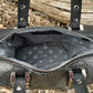 Metallic Floral Embossed Leather with Black Accents Handbag