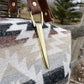 Pebbled Brown Leather with Cream Wool Travel Bag