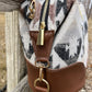 Pebbled Brown Leather with Cream Wool Travel Bag
