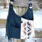 Black Leather and Wool Crossbody Purse
