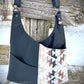 Black Leather and Wool Crossbody Purse