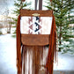 Distressed Leather Fringe and Wool Purse