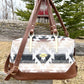Pebbled Brown Leather with Cream Wool Travel Bag