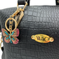 Black Italian Alligator Embossed Leather Handbag