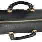 Black Italian Alligator Embossed Leather Handbag