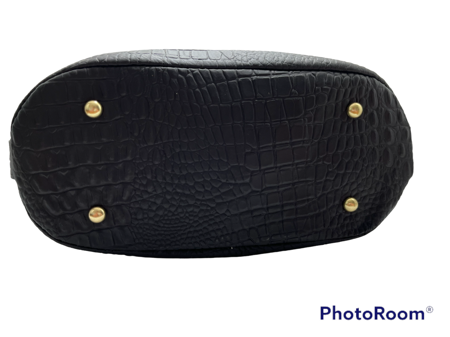 Black Italian Alligator Embossed Leather Handbag